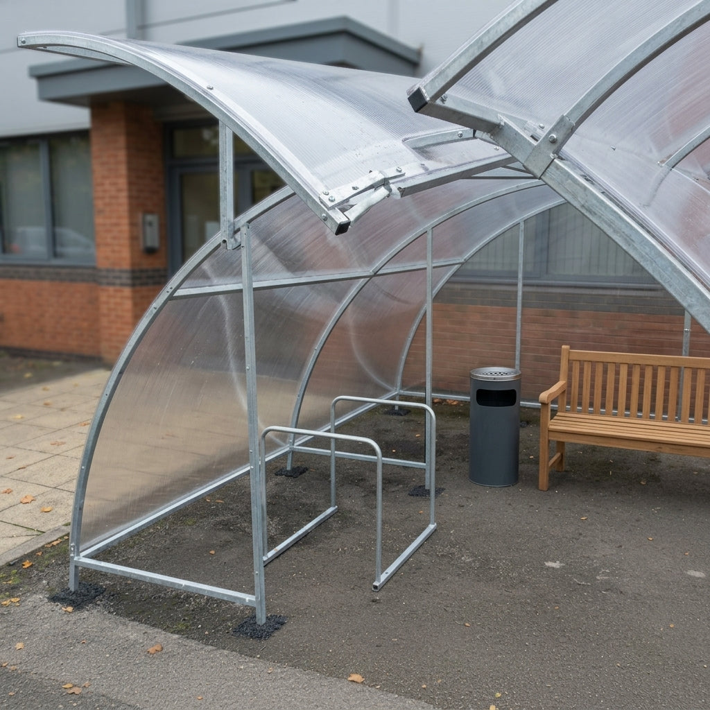 4m x 2m Galvanised Steel Smoking & Bike Shelter (view 2)