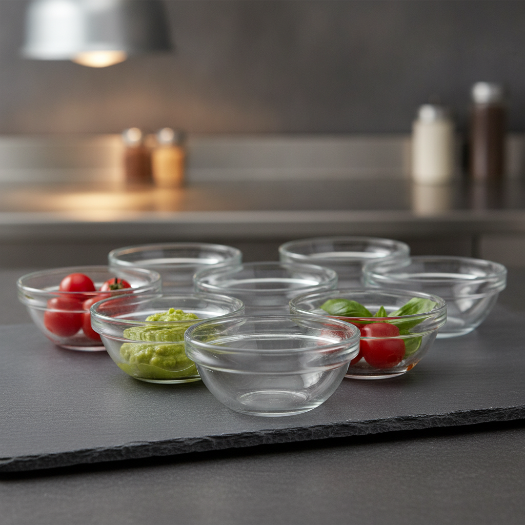 Toughened Glass Mini Bowl 35ml for Food Display (Pack of 6)