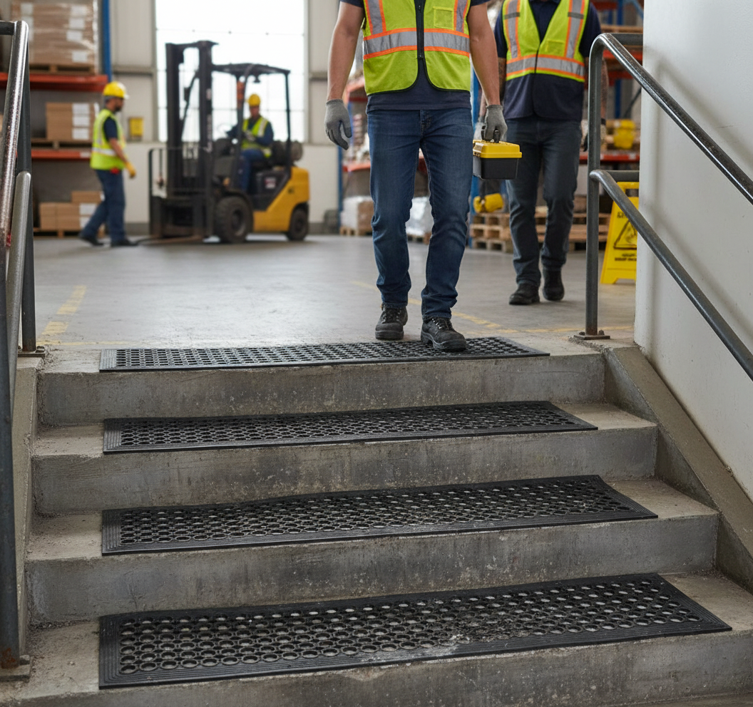 Premium Heavy Duty Rubber Non-Slip Stair Treads 30x90cm - High Grip, Durable, Weather Resistant