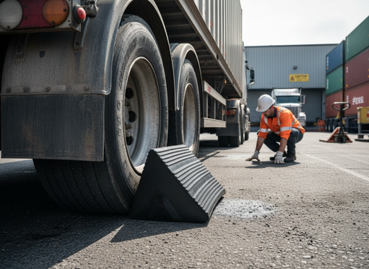 Premium Heavy Duty Rubber Wheel Chock for Large-Diameter Vehicles - 400 x 300 x 245mm with 40 Ton Load Capacity
