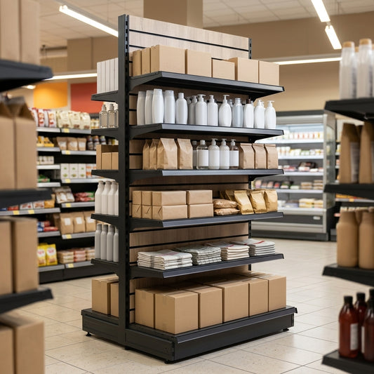 2.1m Wood Effect Wall Bay Display – 570mm Base Shelf