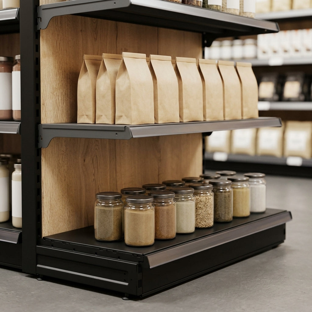 2.1m High Wood Effect Wall Bay Shelving – 570mm Base, Adjustable (view 2)