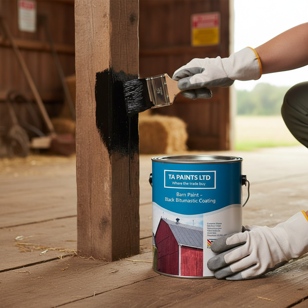 Premium High-Performance Bitumen Barn Paint - Full Bodied, Solvent-Based Black Coating for All Surfaces