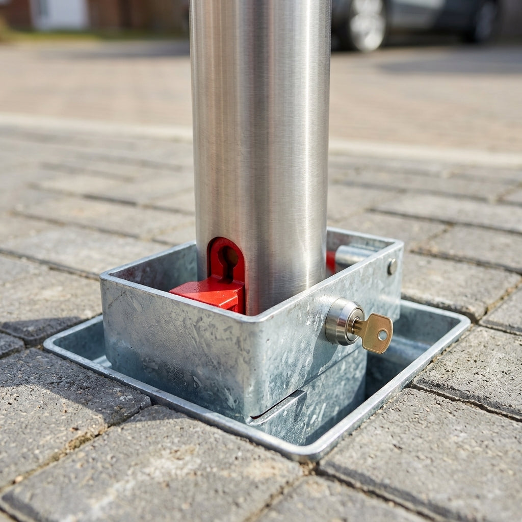 500mm Stainless Steel Removable Bollard with Integral Lock (view 2)