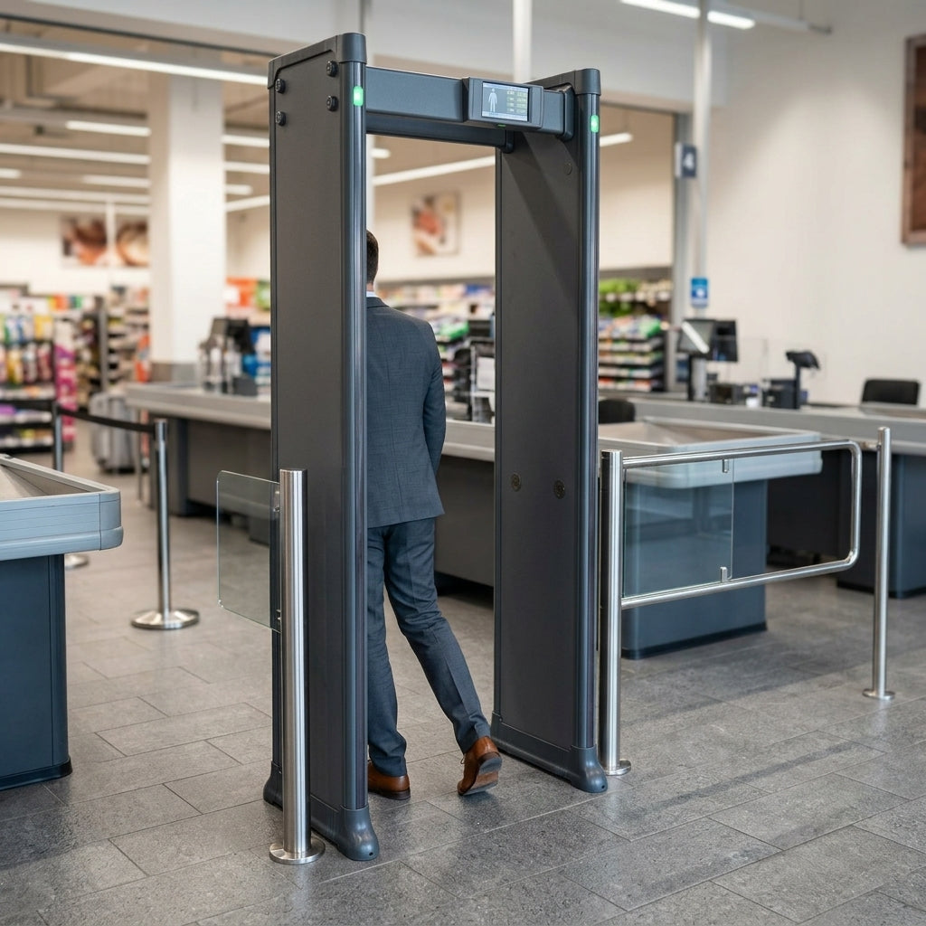 Walk-through metal detector, 33-zone, 7" LCD display, IP54