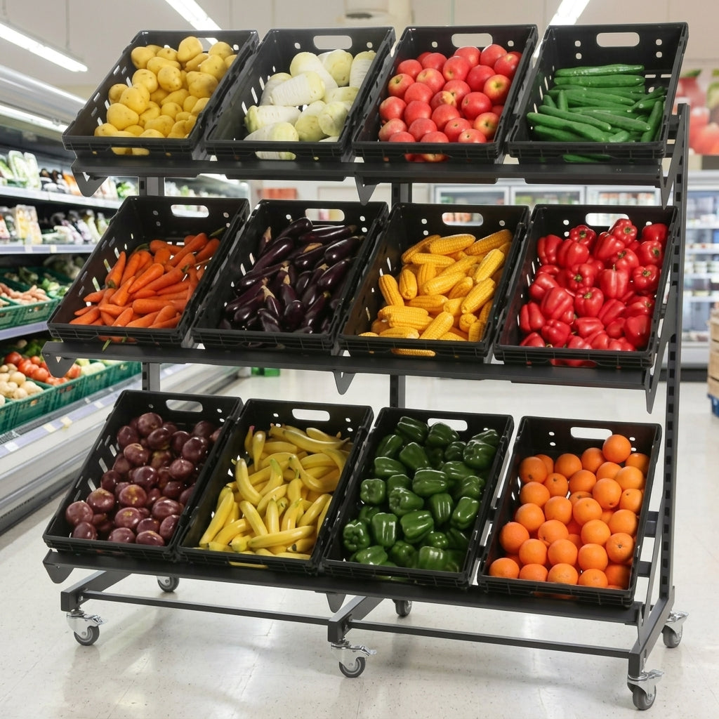 1600mm single-sided mobile fruit & vegetable display