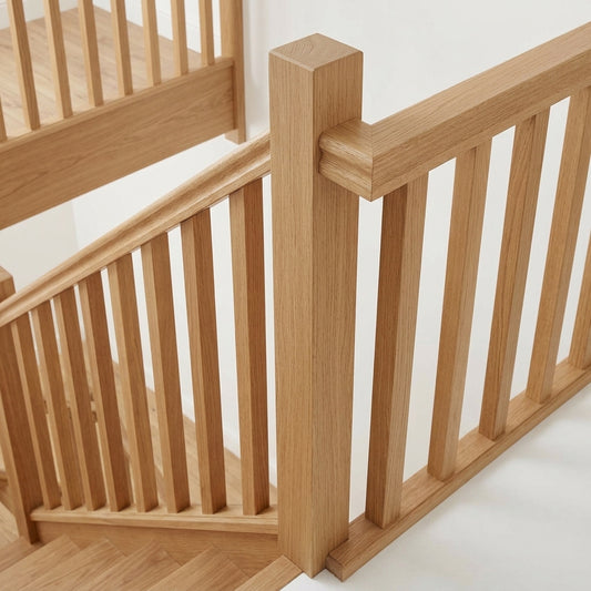 2400mm Plain Square Newel Post in Pine or Engineered Oak