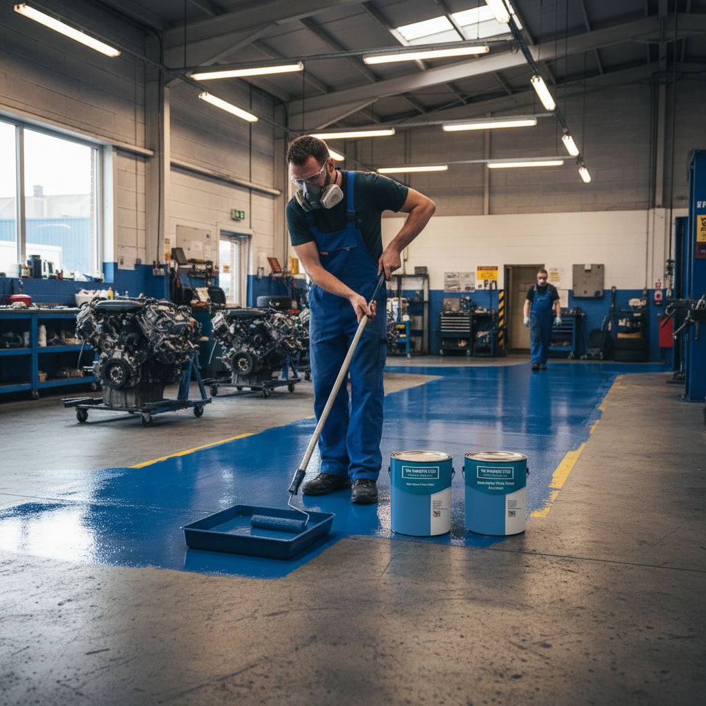 Premium Blue Epoxy Floor Paint - Durable Chemical Resistant Coating for Concrete and Industrial Use