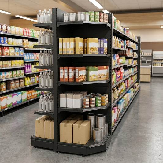 2.1m High Corner Shelving Bay | 570mm Base Shelf | 470mm Uppers