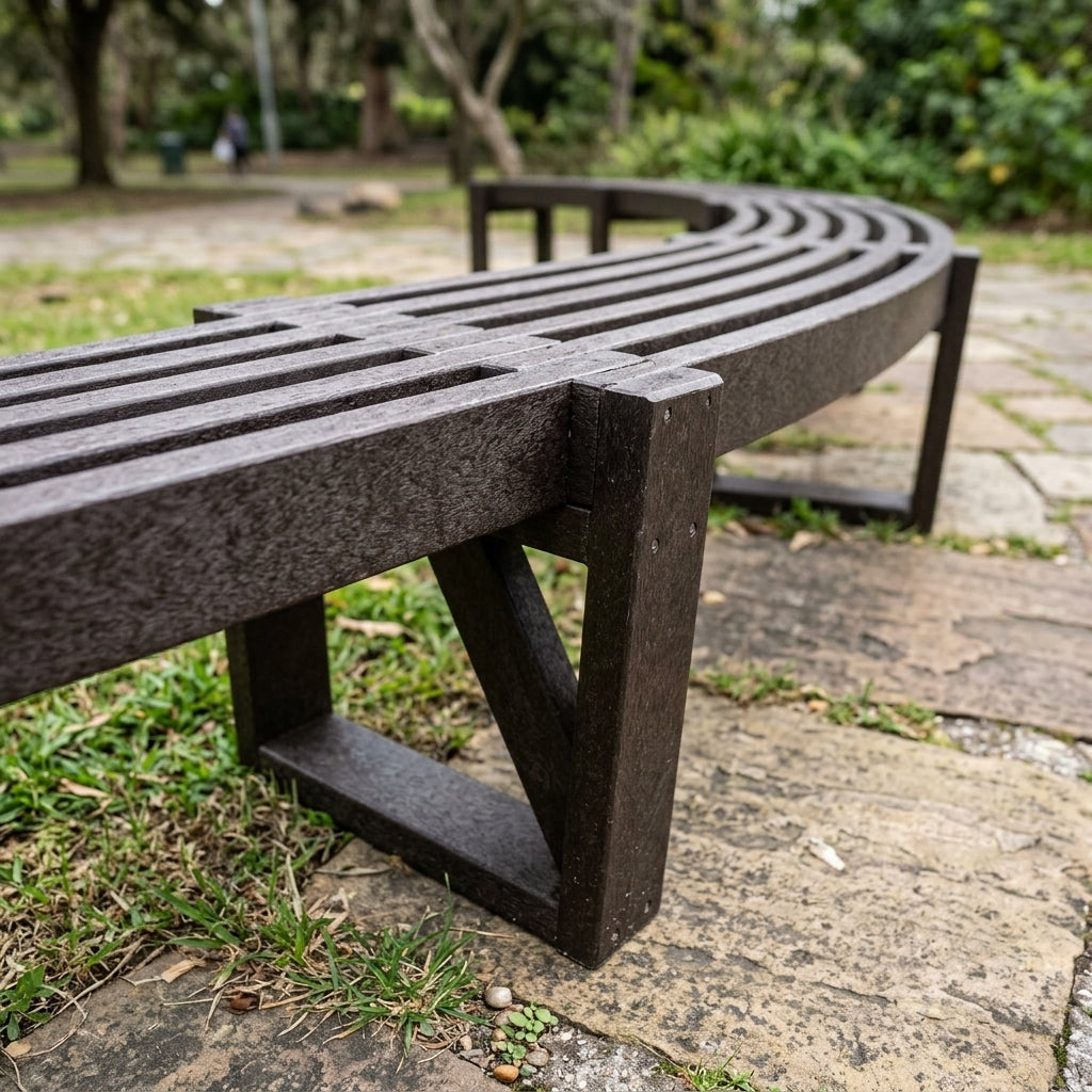1800mm Curved Bench Recycled Plastic Weatherproof (view 2)