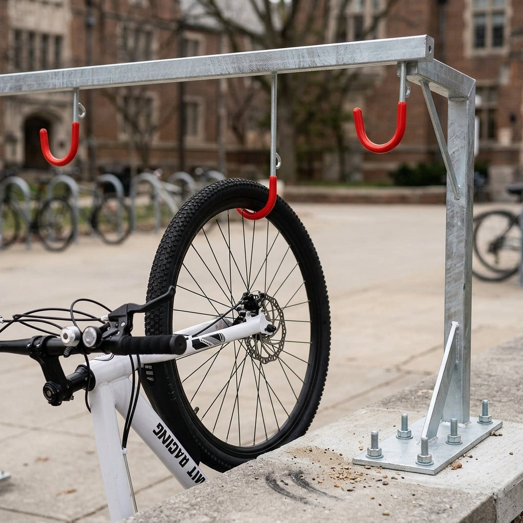 Wall-mounted bicycle rack – 2–5 cycle capacity, galvanised steel (view 2)
