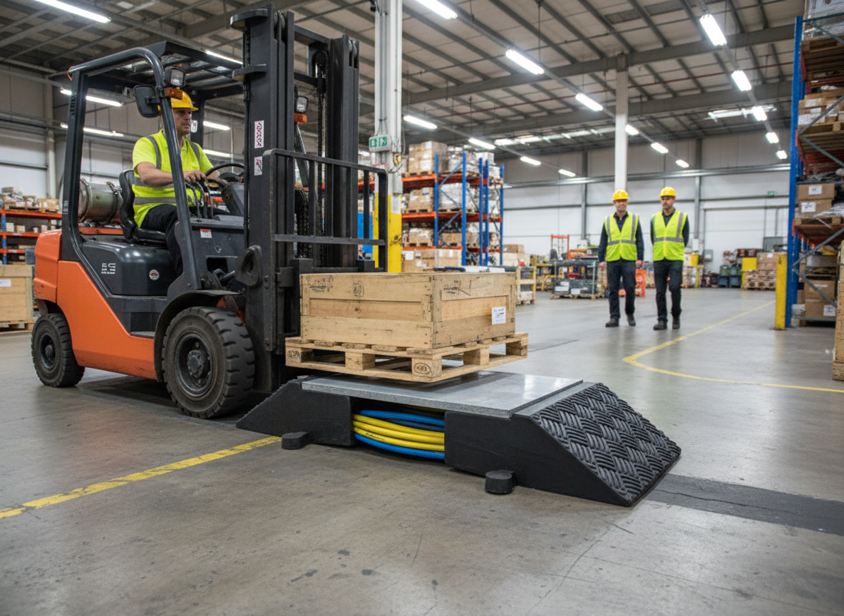 High-Performance Steel Topped Hose and Cable Ramp with Exceptional Load Capacity and Durable Construction
