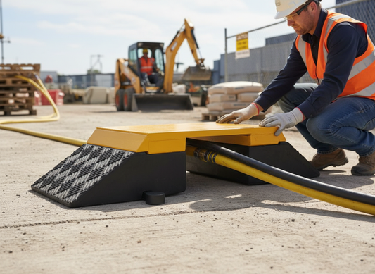 Premium Heavy Duty Steel Topped Hose and Cable Ramp for Protection - 820 x 290 x 165mm with 80 Tonnes Load Capacity