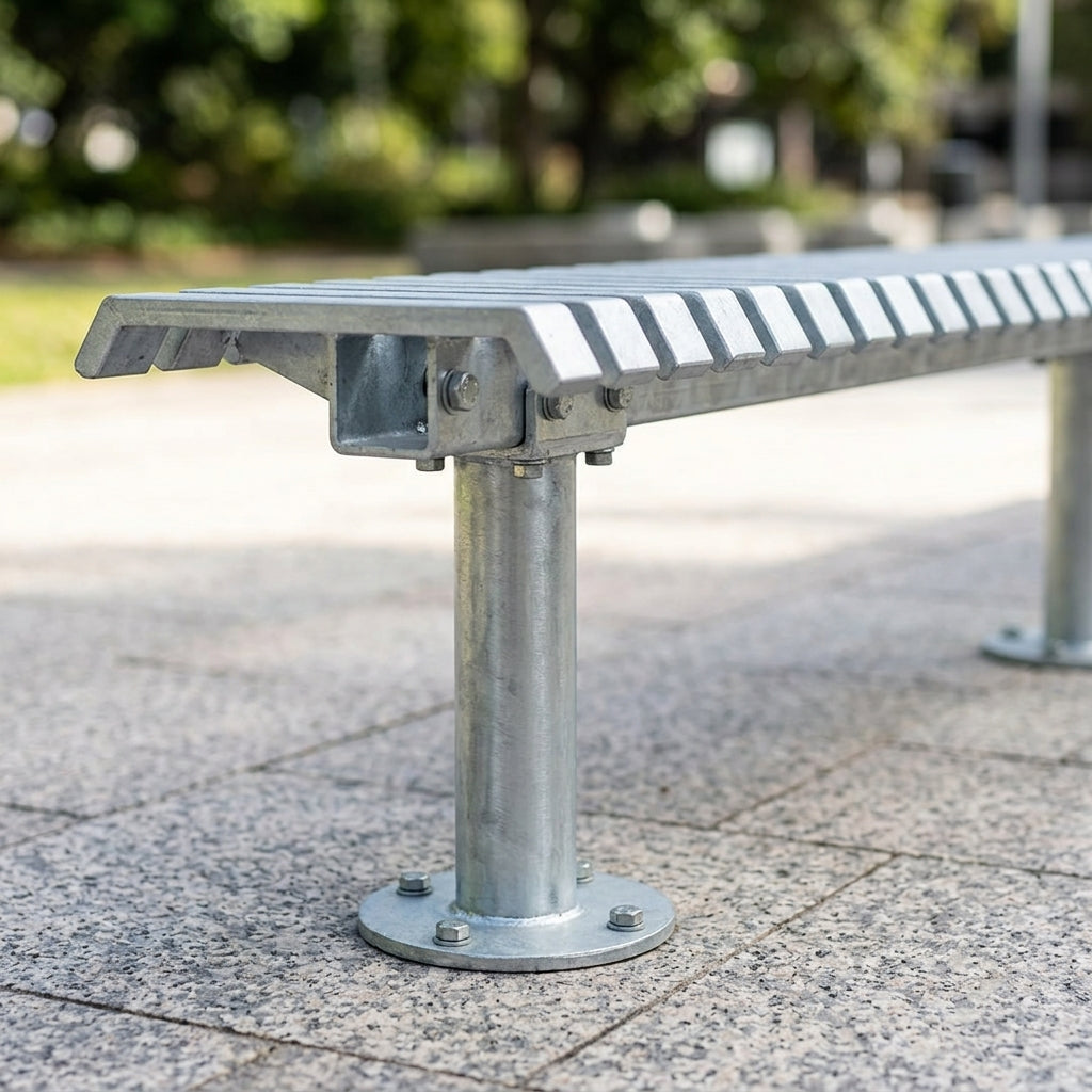 1800mm outdoor steel bench with galvanised finish (view 2)