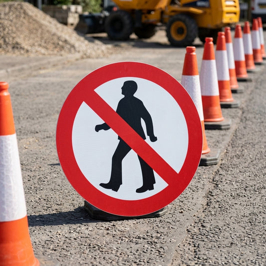 430mm Floor Sign No Pedestrians Slip-Resistant Vinyl