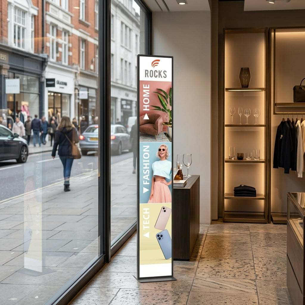 76" ultra-wide stretched commercial display, 58:9 aspect ratio