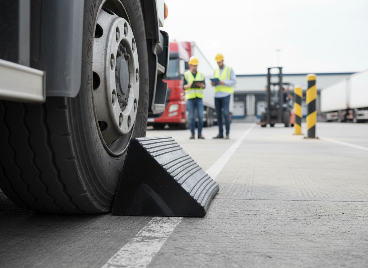 Premium Heavy Duty Rubber Wheel Chock for Large-Diameter Vehicles - 400 x 300 x 245mm with 40 Ton Load Capacity