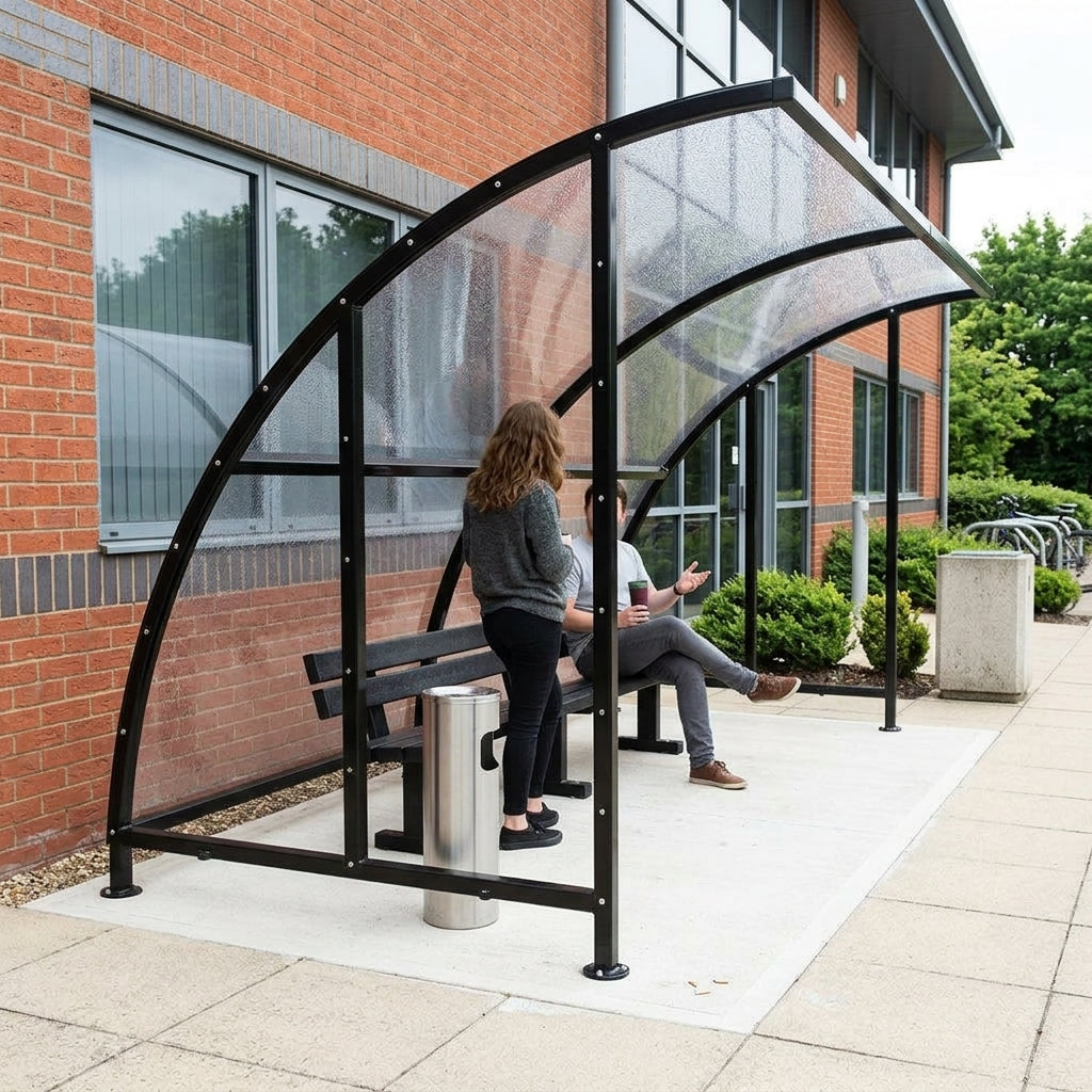 Smoking Shelter 4m, 6m or 8m | Curved Roof UK Compliant