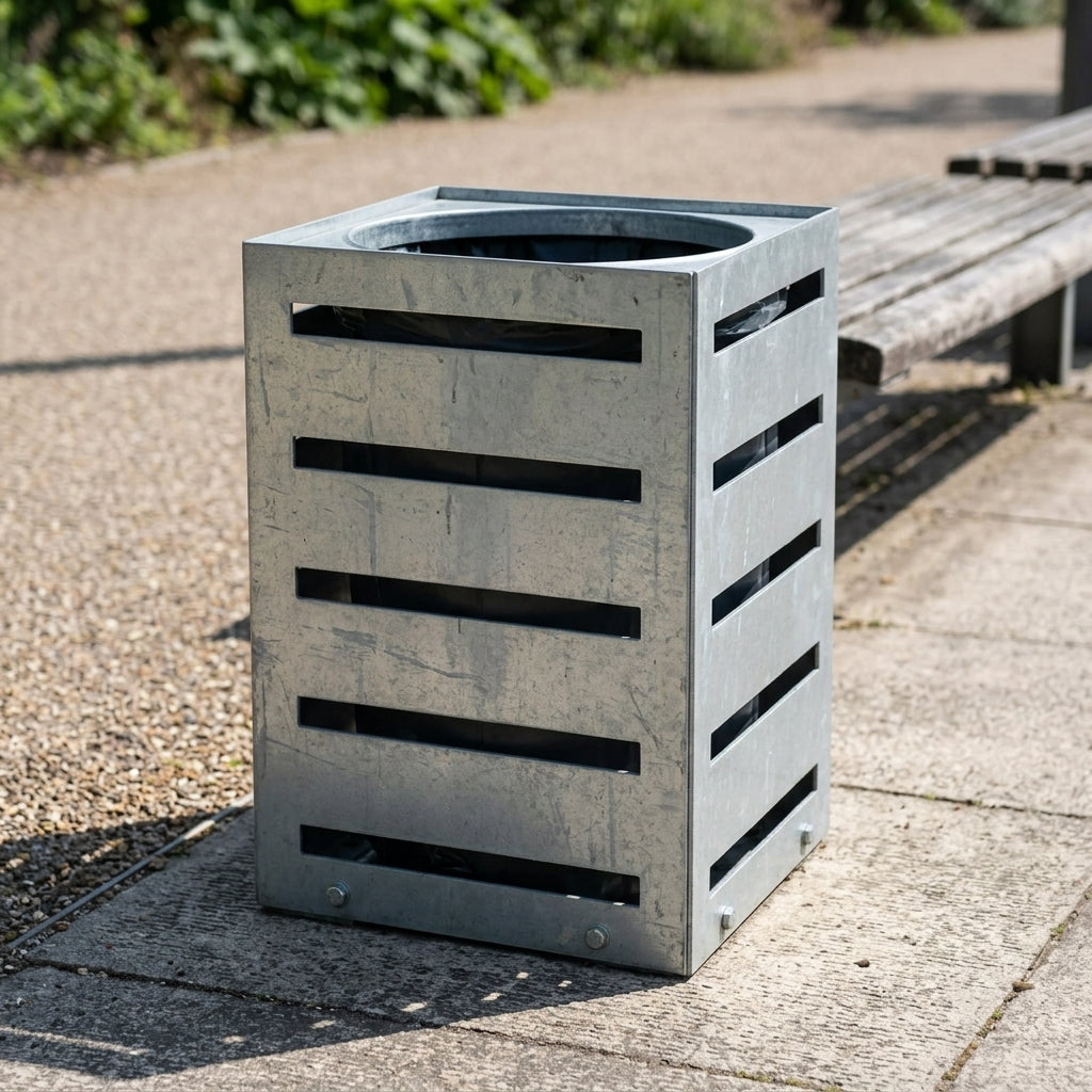 600mm Litter Bin, 45–90L, Galvanised or Stainless Steel (view 2)