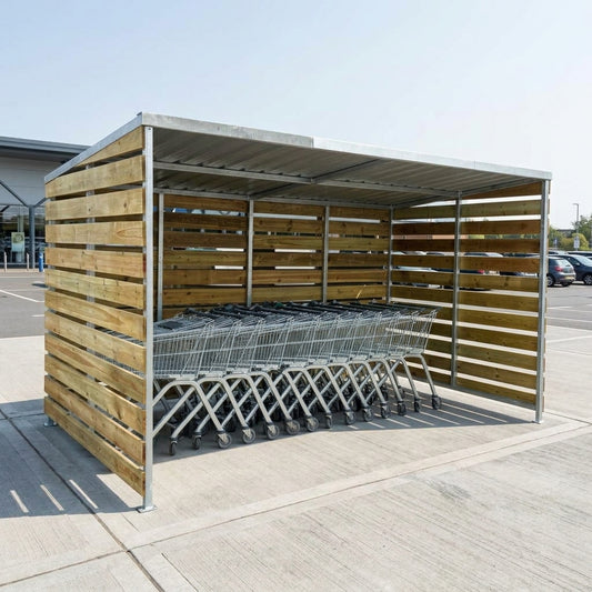 4100 × 2125mm Timber Bin Shelter with Galvanised Steel Frame