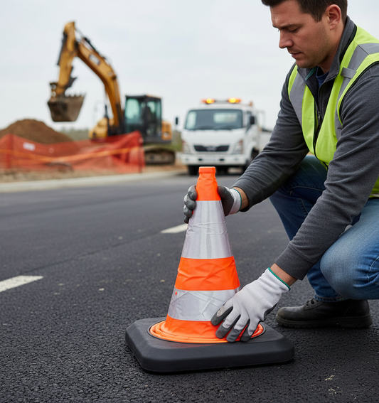 Premium Collapsible Traffic Cone with LED Lights - 690mm Height, Emergency Use, Reflective Bands