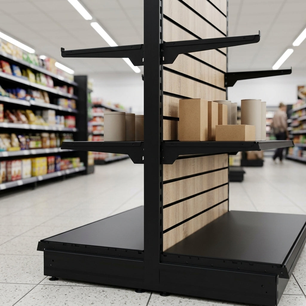 1.4m Wood Effect Double-Sided Gondola Display Bay 500–1000mm (view 2)