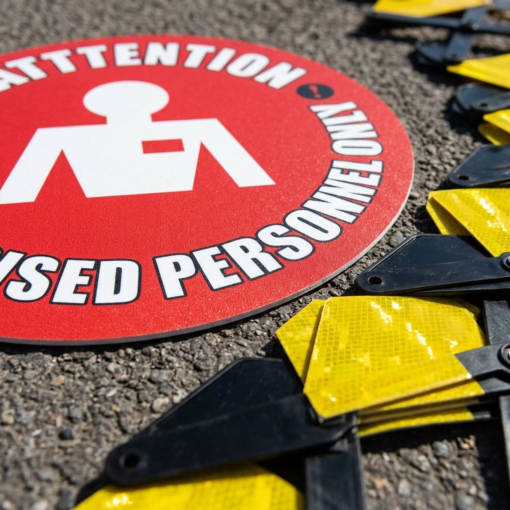 430mm floor sign – Authorised Personnel Only slip-resistant vinyl (view 2)