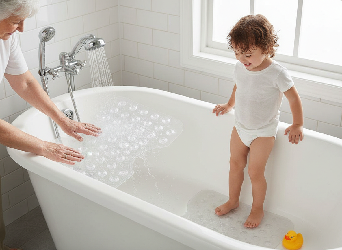 Premium Non-Slip Bath Mat 100x40cm with Suction Cups, Anti-Mould, Machine-Washable for Maximum Safety and Durability