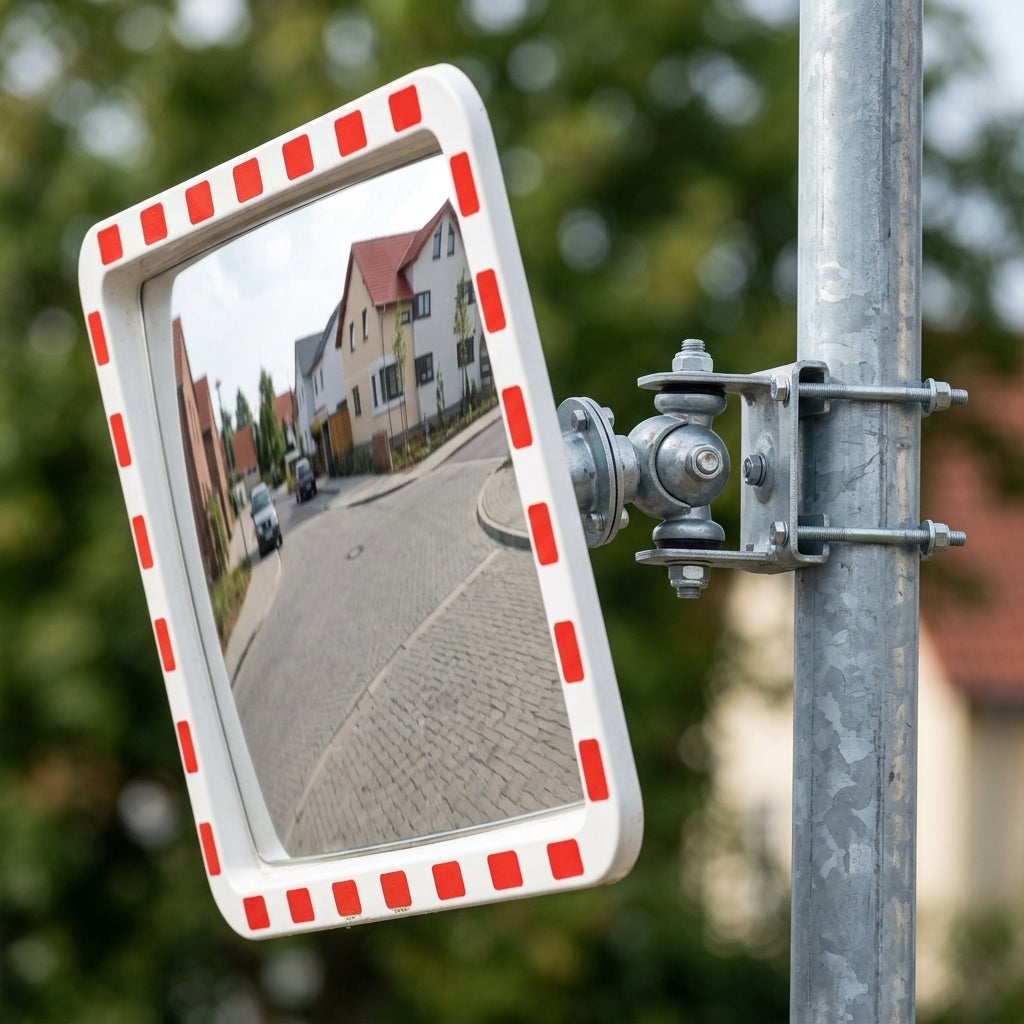Square Traffic Mirror with Red/White Border – 400–1000mm (view 2)