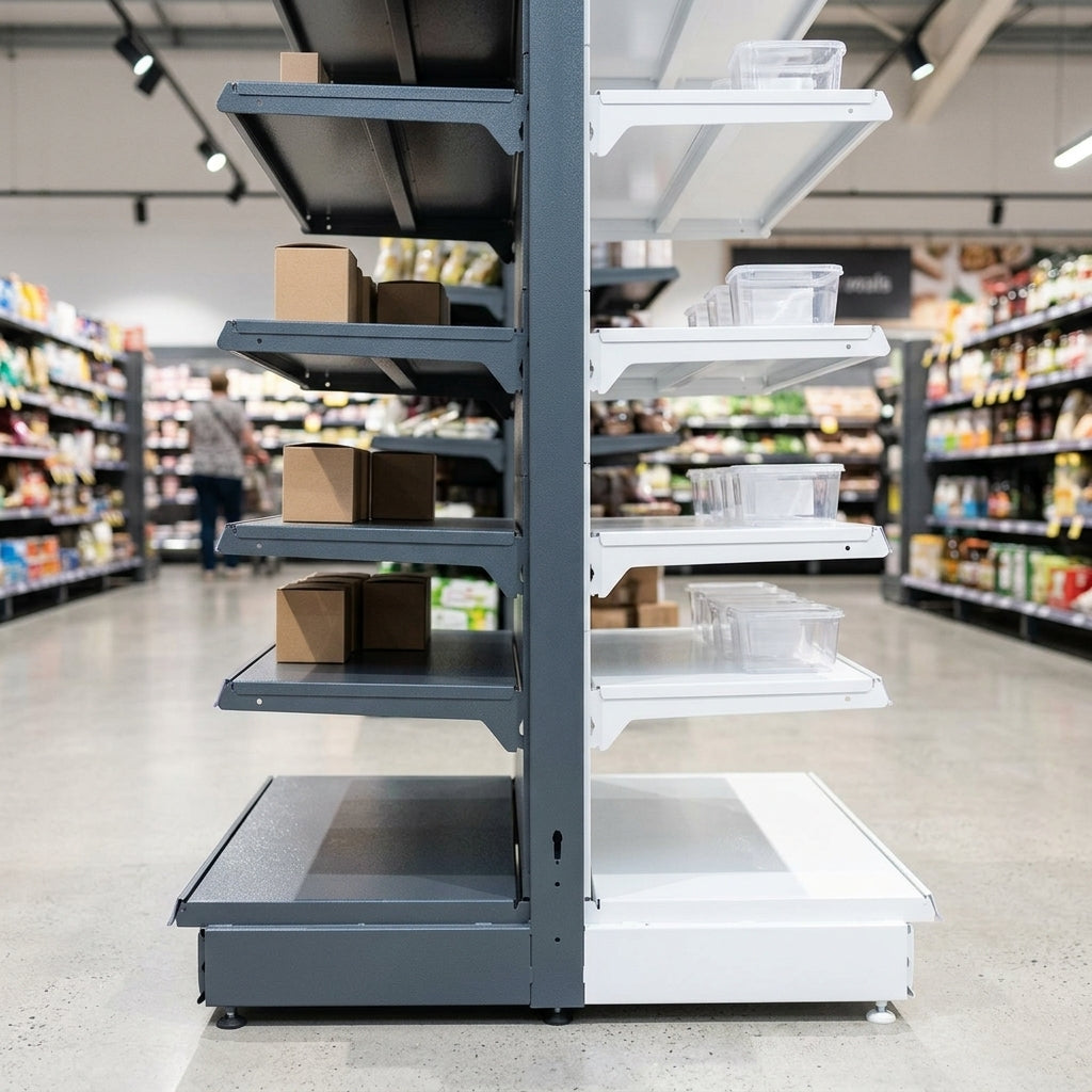 1.4m End Promo Bay with 300mm Base & 250mm Upper Shelves (view 2)
