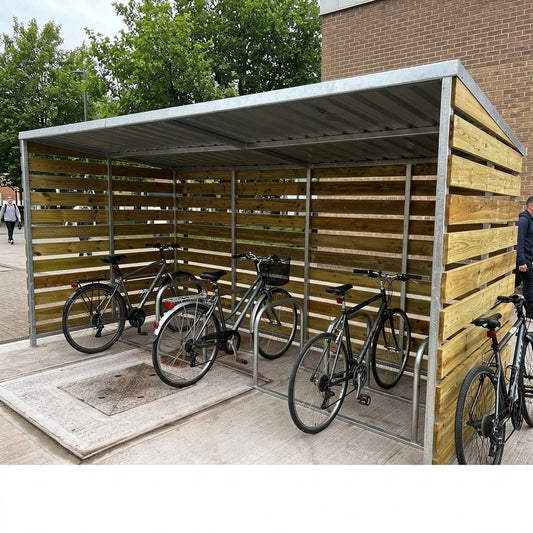 4.1m Timber Cycle Shelter with Galvanised Steel Frame – 10 to 60 Bike Capacity