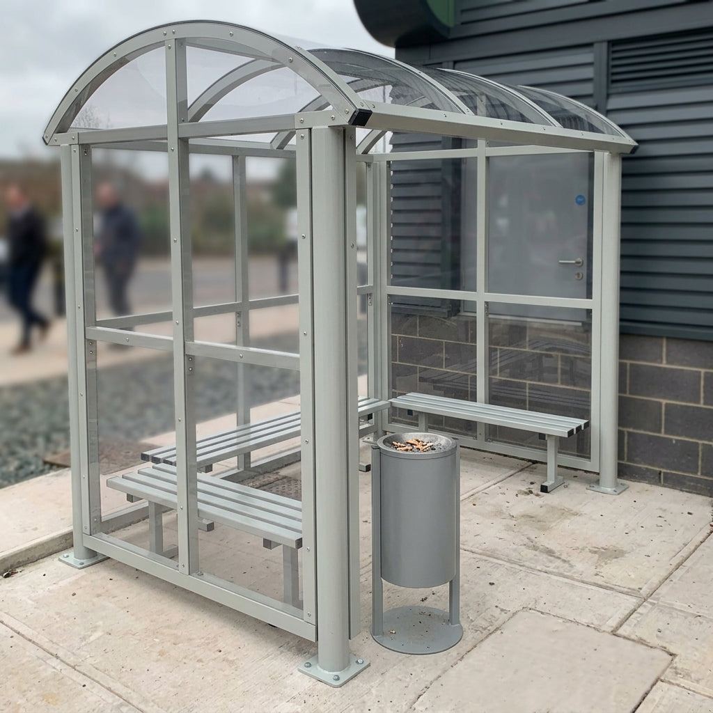 1560mm deep smoking shelter, 2.5m–7.5m lengths, steel frame (view 2)