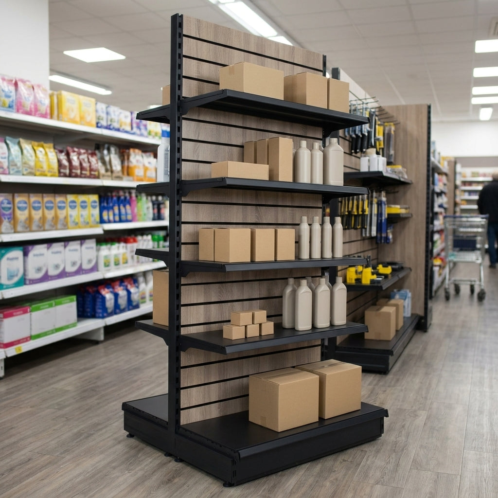 2.1m Wood Effect Gondola Display Bay | 470mm Base Shelf