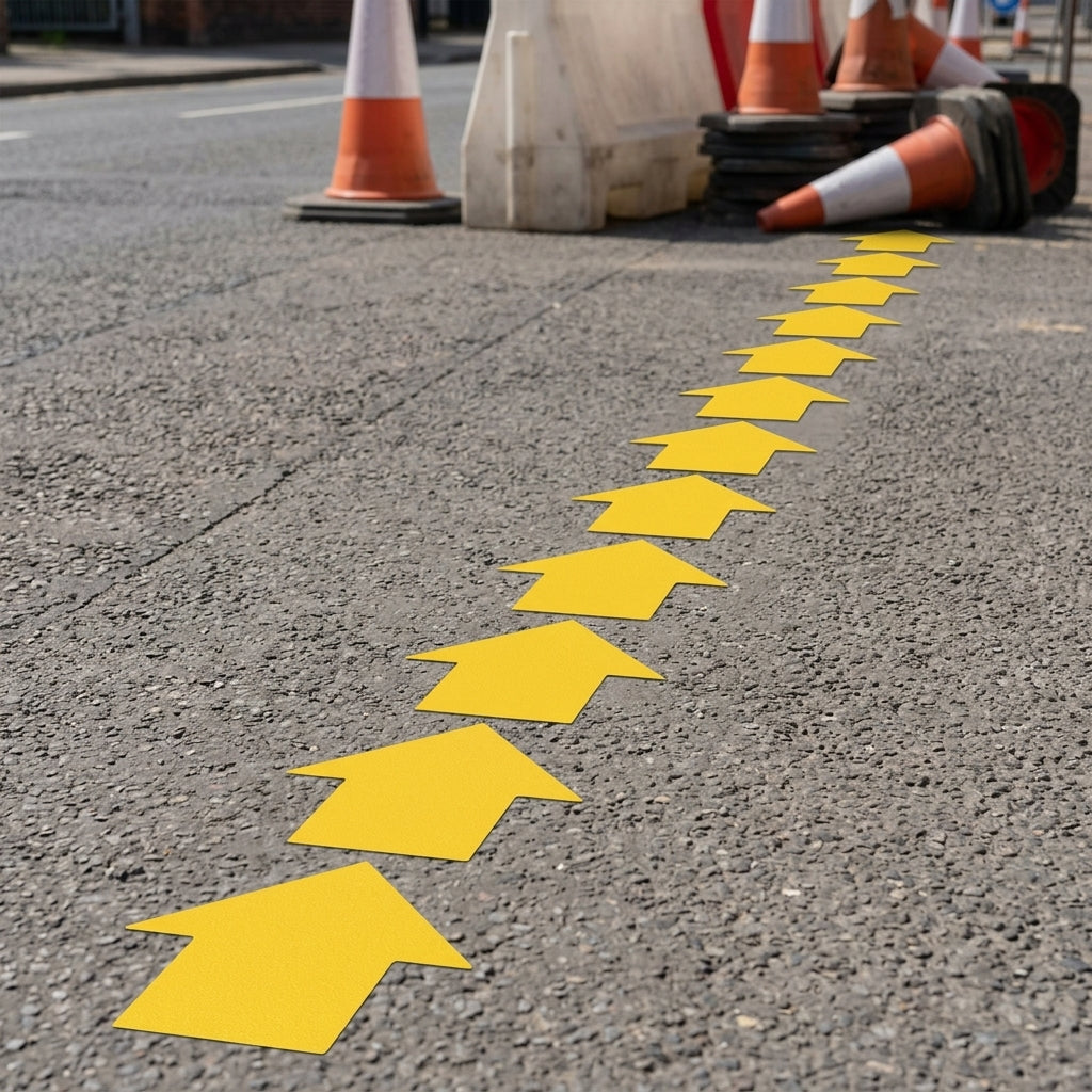 90mm arrow floor markers self-adhesive PVC pack of 10