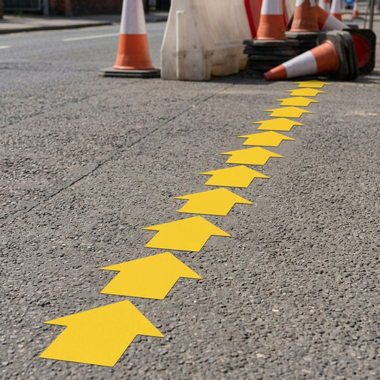 90mm arrow floor markers self-adhesive PVC pack of 10