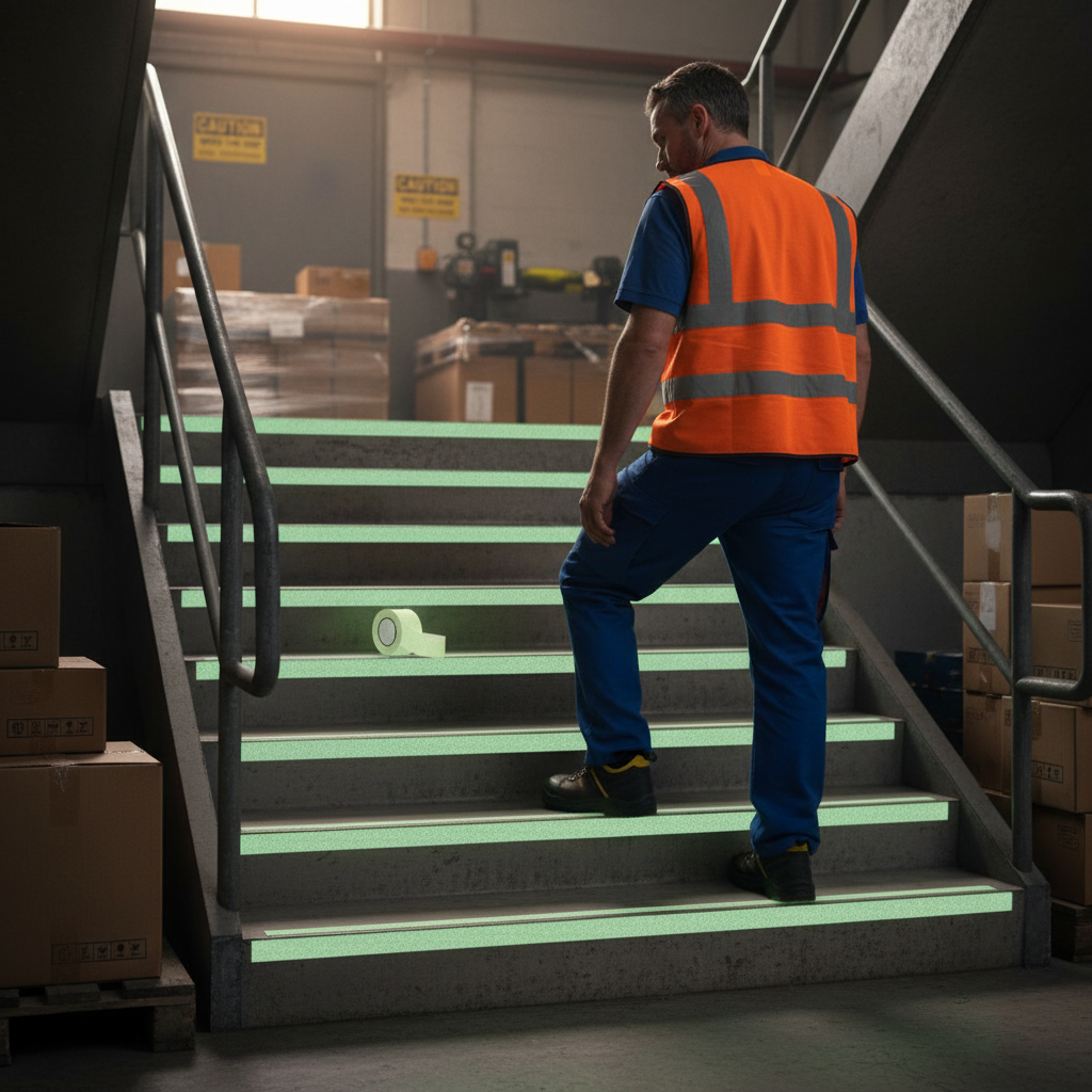 High-Performance Anti-Slip Tape Roll - Luminous Glow in the Dark, 2" x 5 Meters with Strong Adhesive for Safe Steps
