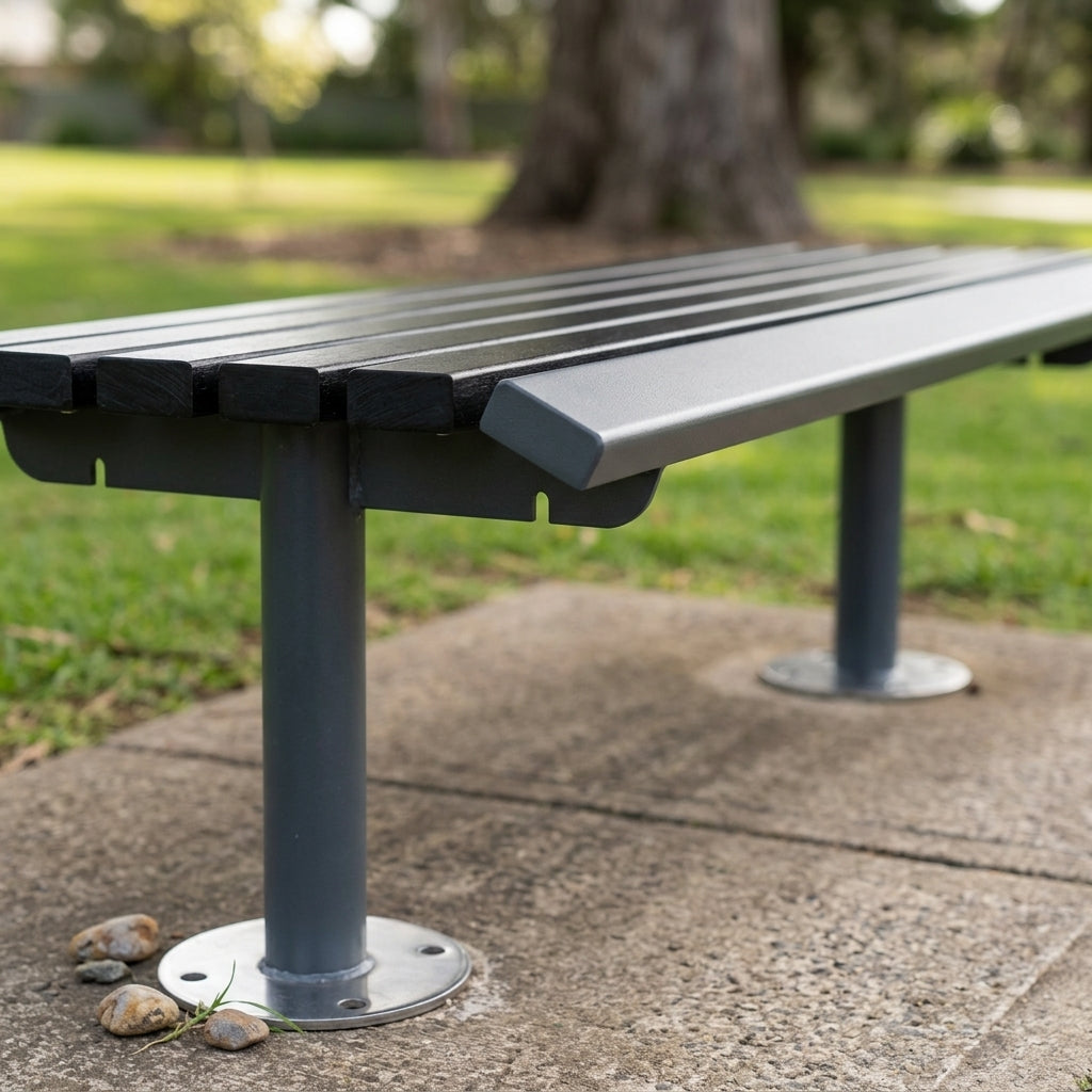 1000mm mild steel perch bench – outdoor seating (view 2)
