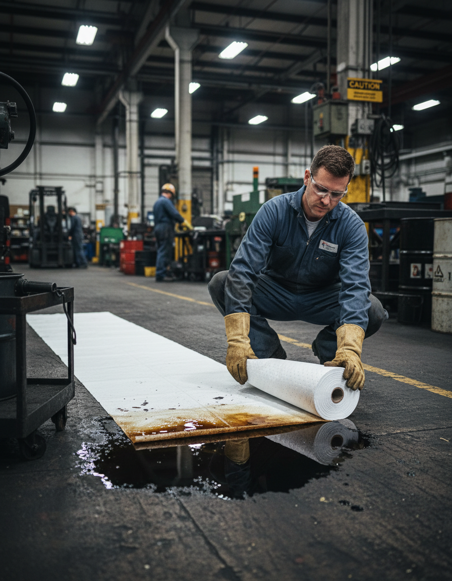 Oil Selective Absorbent Roll - OSR1-80 || Absorbs 80ltr Per Pack of 1 Roll