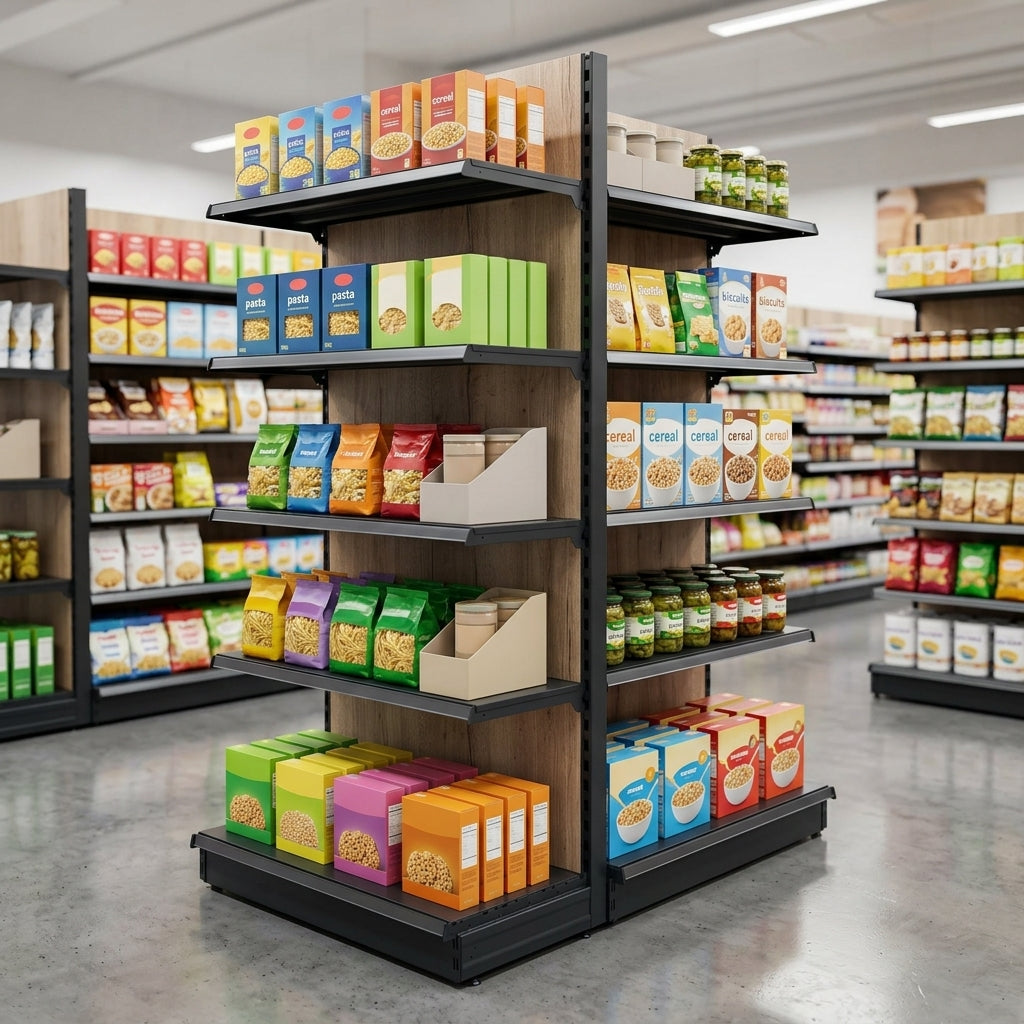 2.1m End Bay Shelving with Wood-Effect Uprights and Shelves