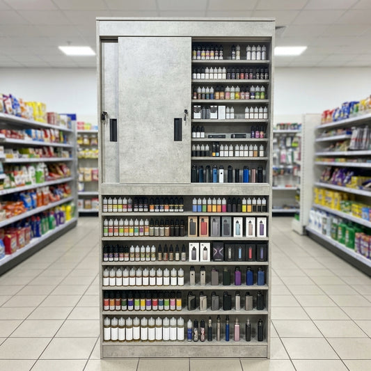 Lockable Sliding Door Vape Display Unit 800-1200mm Wide
