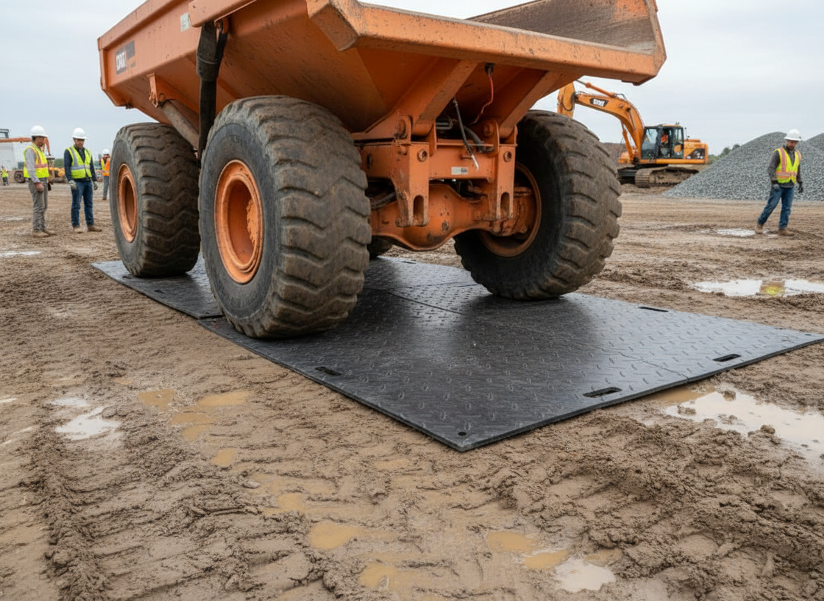 Heavy Duty Ground Mat 2440mm x 100mm x 12mm - 30 Tonnes Load Capacity with 28kg Weight for Industrial Use