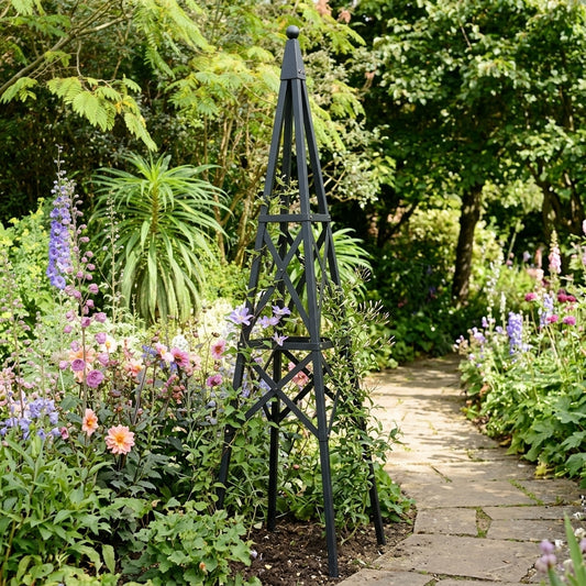 2100mm Steel Pyramid Obelisk - Matt Black
