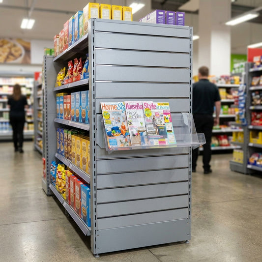 Clear Acrylic Magazine Shelf for Slatwall – 1 Tier