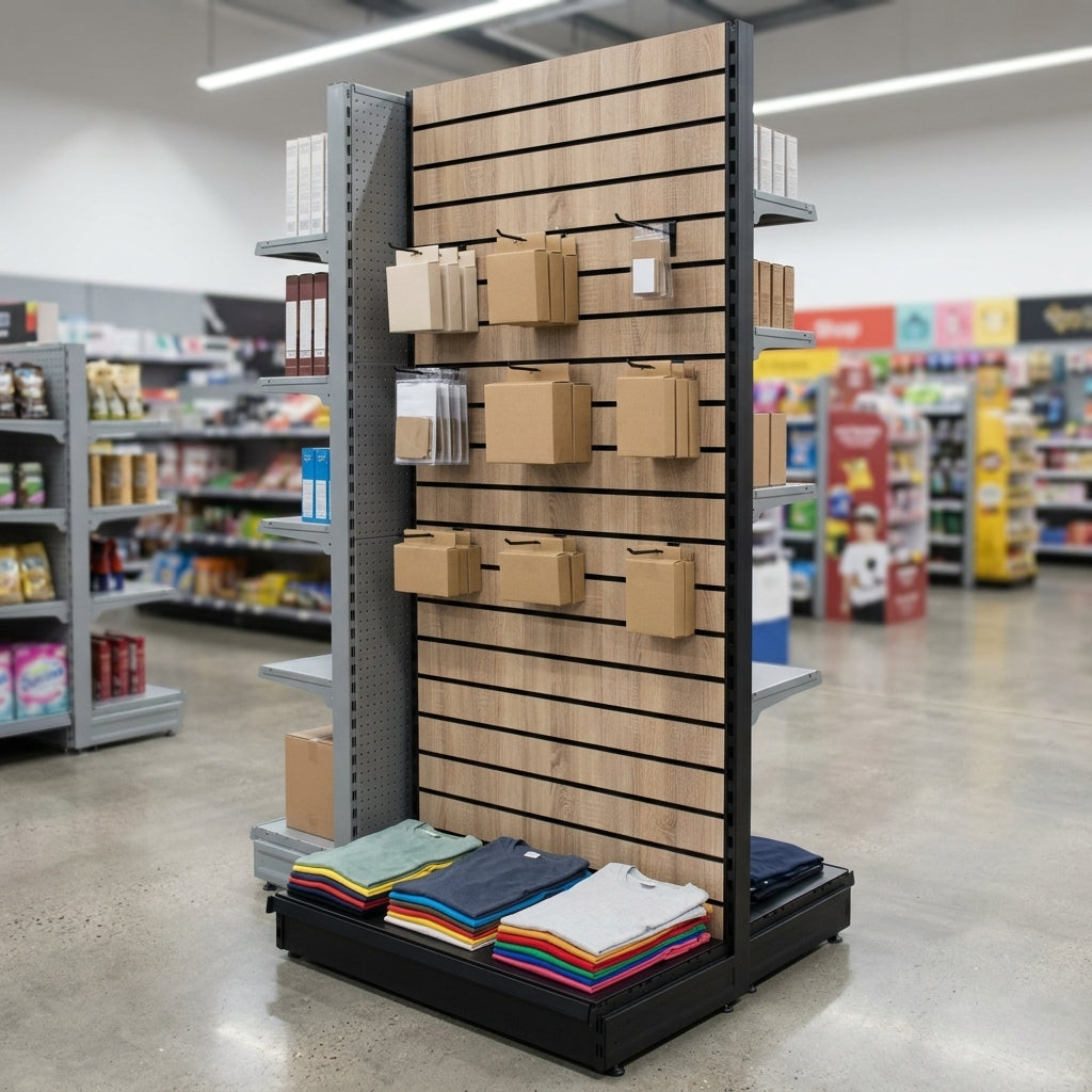 1.4m Wood Effect Wall Bay Display | 470mm Base Shelf