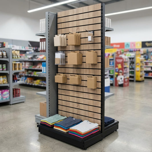 1.4m Wood Effect Wall Bay Display | 470mm Base Shelf