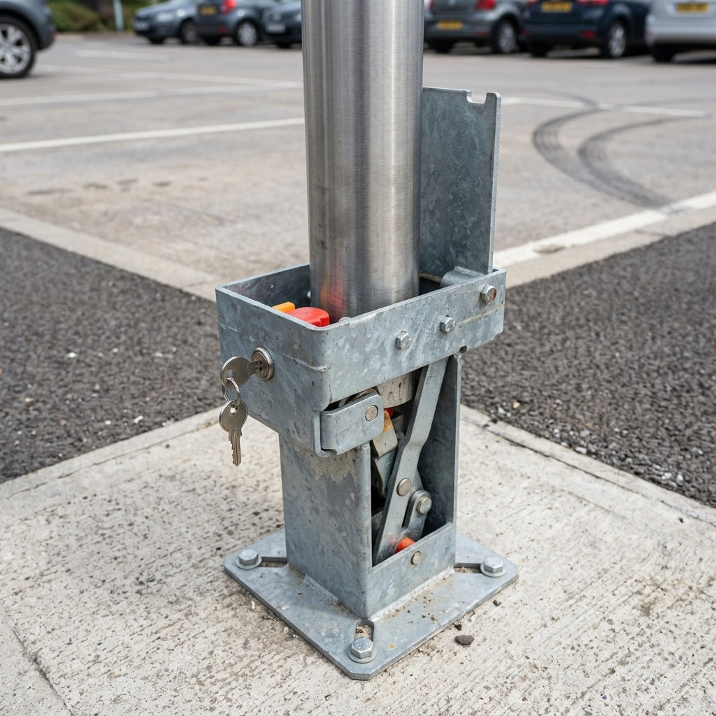 900mm stainless steel removable bollard with integral lock (view 2)