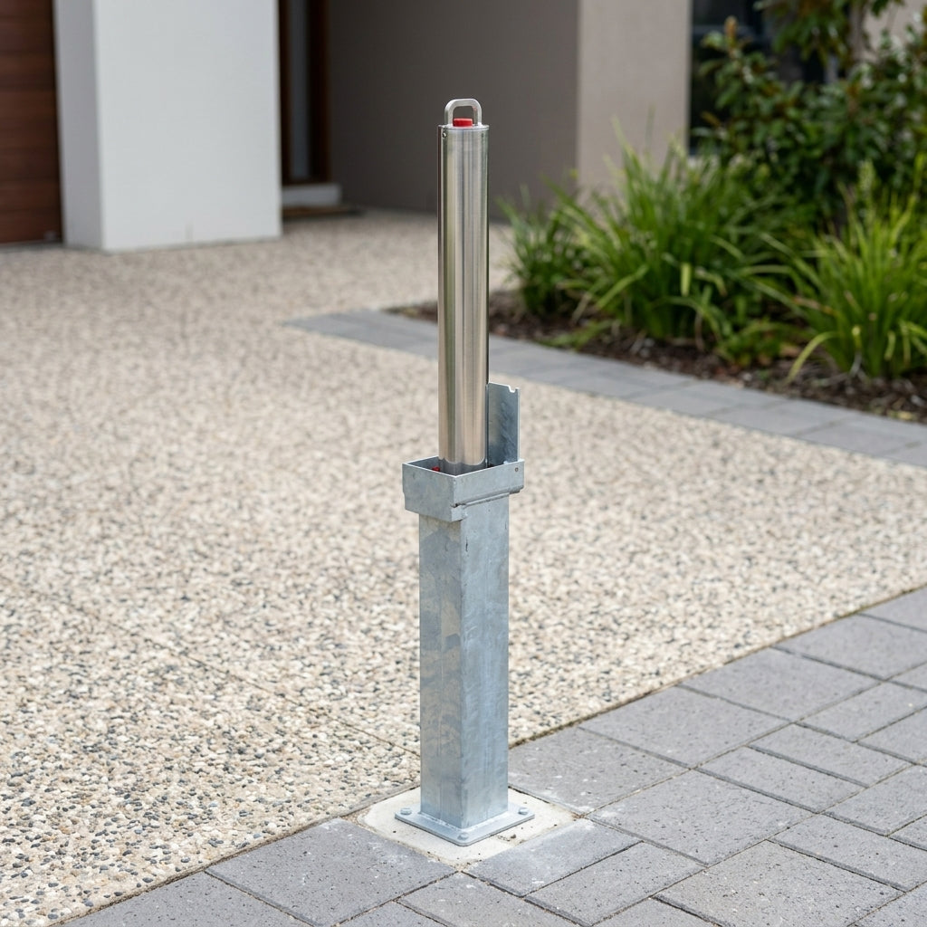 900mm Telescopic Stainless Steel Bollard with Push-Button Lock
