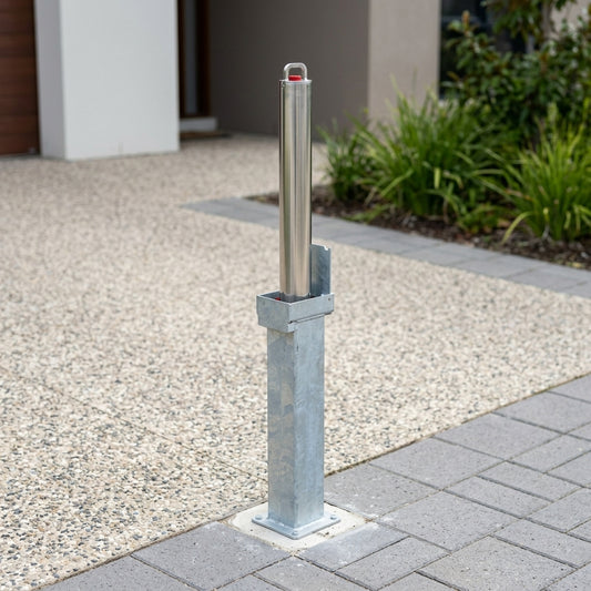 900mm Telescopic Stainless Steel Bollard with Push-Button Lock
