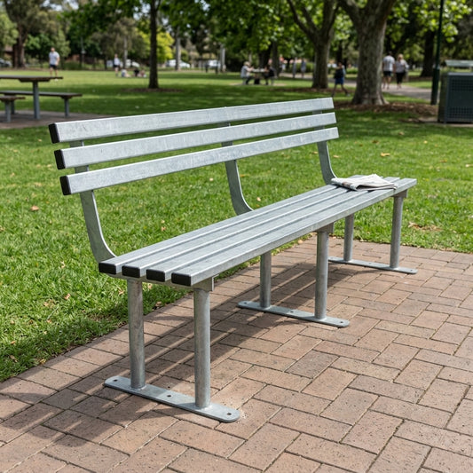 1800mm outdoor mild steel bench seat with back