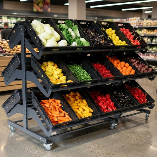2000mm double-sided mobile fruit & vegetable display unit